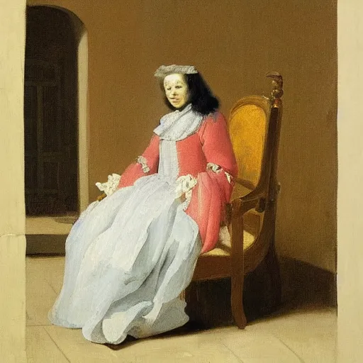 Image similar to a painting of a woman sitting in a chair by pietro longhi, featured on reddit, australian tonalism, pre - raphaelite, art on instagram, impressionism