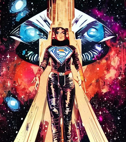 Image similar to portrait of a female space priestess, by DC comics and Sandra Chevrier