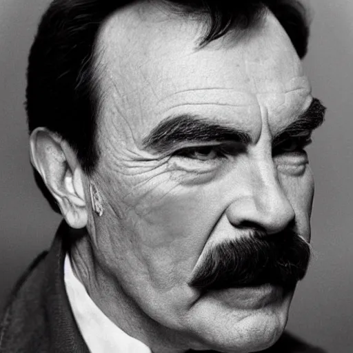 Image similar to tom selleck portrait photograph by chuck close