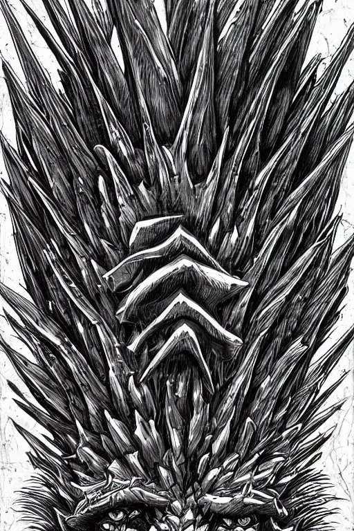 Prompt: pineapple humanoid figure monster, symmetrical, highly detailed, digital art, sharp focus, trending on art station, kentaro miura manga art style