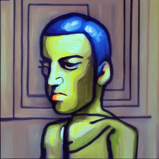 Prompt: “Android painting a painting of another android in Paris”