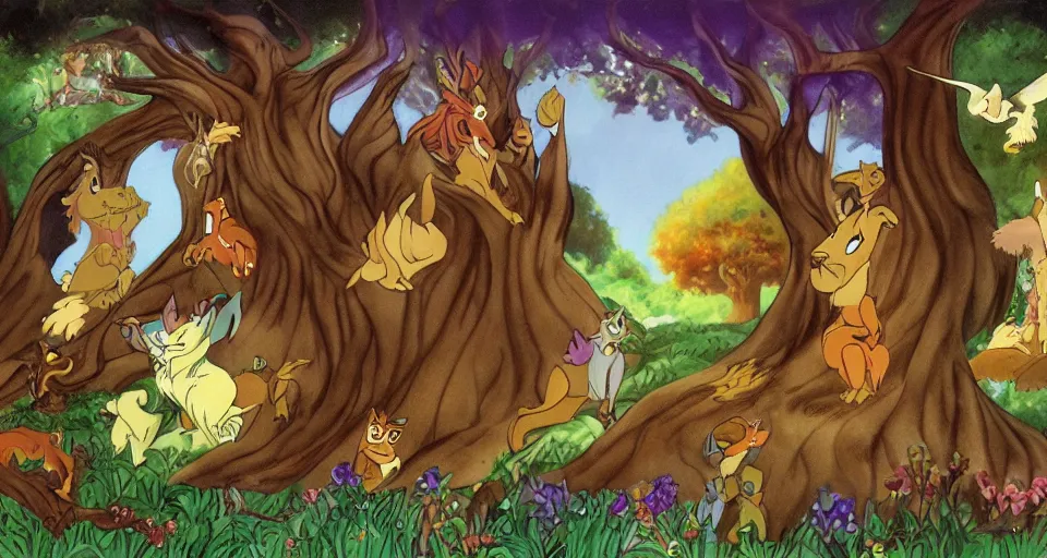 Image similar to Enchanted and magic forest, by don bluth