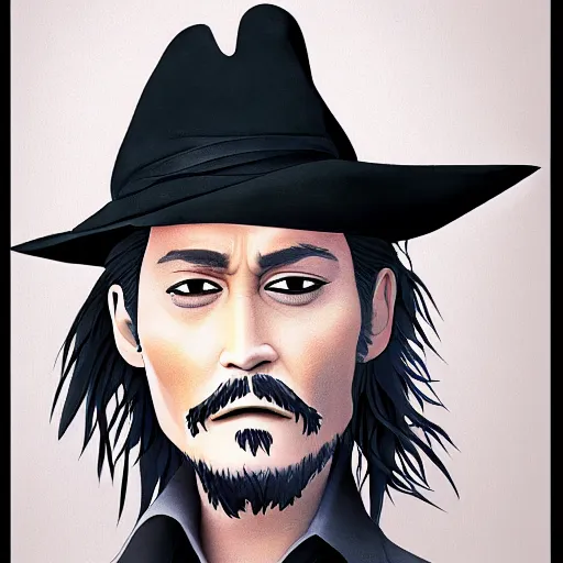 Image similar to (illustration) of ((Johnny Depp)), by ((Studio Ghibli)), 8k