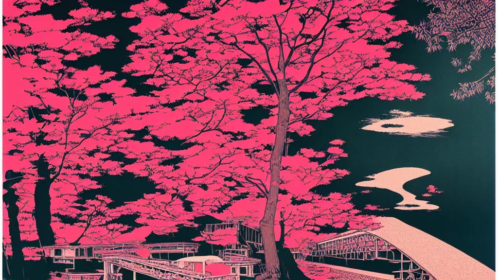 Prompt: A kodak aerochrome photograph of a beautiful girl is standing right before me, we are looking into each others eyes and she says - Hey you have beautiful eyes, this is how you get all the girls!, screen print by Kawase Hasui and dan hillier, 8k unreal engine