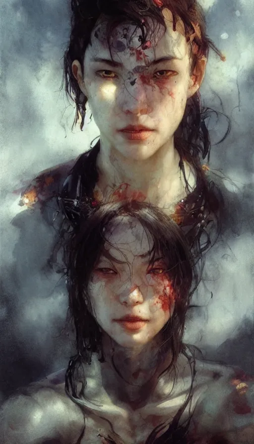 Prompt: epic masterpiece dustin nguyen, sweaty skin, hyperrealistic, octane render, cinematic, beautiful face and flawless skin, perfect hands, 5 fingers, by edgar maxence and ross tran and michael whelan, legends of runeterra