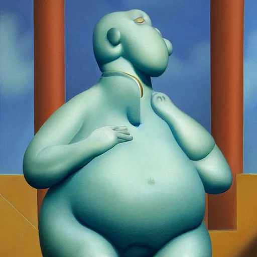 Image similar to statue of squidward by Fernando Botero