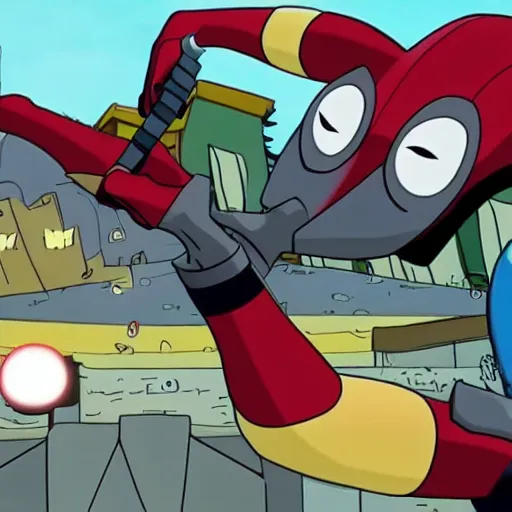 Image similar to Deadpool in regular show 4K quality