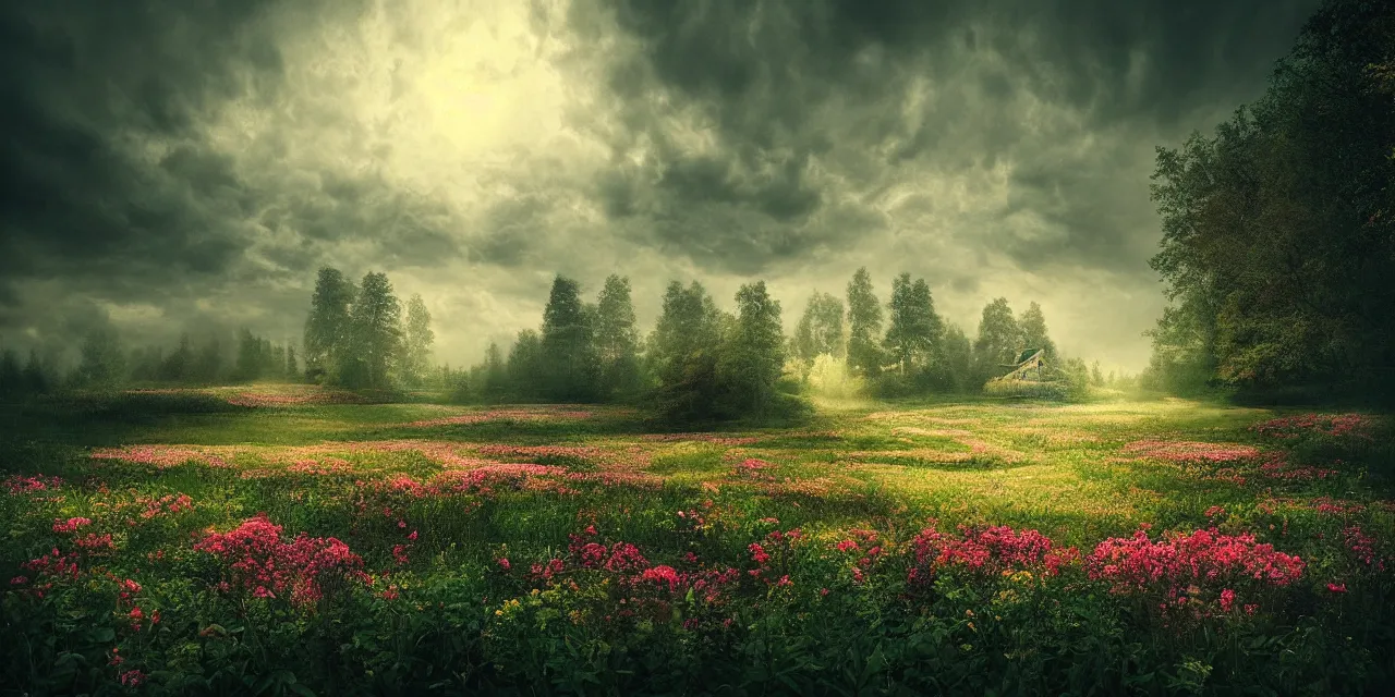 Image similar to a beautiful painting of heaven garden by mikko lagerstedt