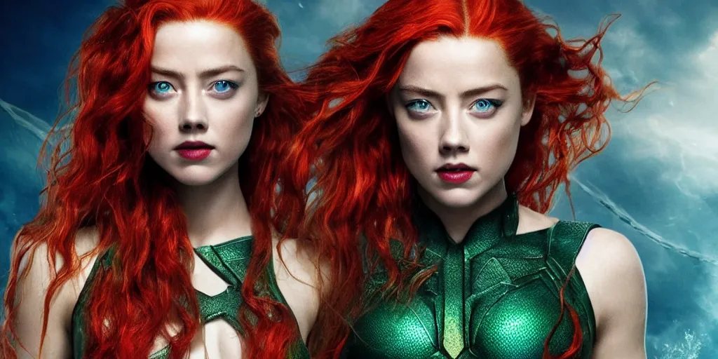 Prompt: red hair mera from aquaman played by amber heard poops on a bed, motion blur, real life, spotted, leaked, ultra realistic face, accurate, 4 k, movie still, uhd, sharp, detailed, cinematic, render, modern