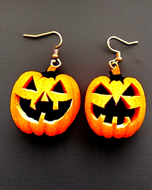 Image similar to spooky jack'o'lantern, 2 d lasercut earrings,