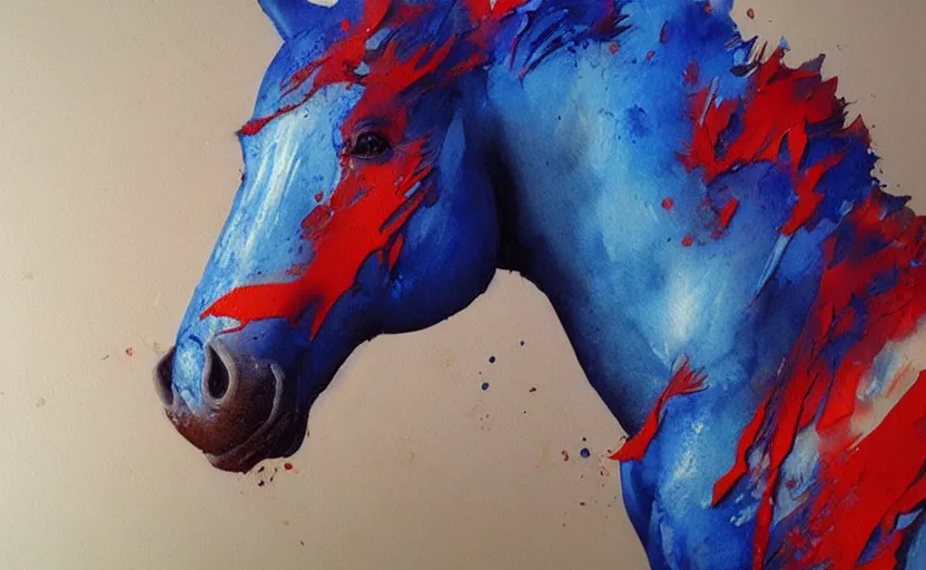 Image similar to a painting of pepsihorse trending on artstation in the style of greg rutkowski, 3 d, watercolor, beautiful, horse, pepsi, fluid