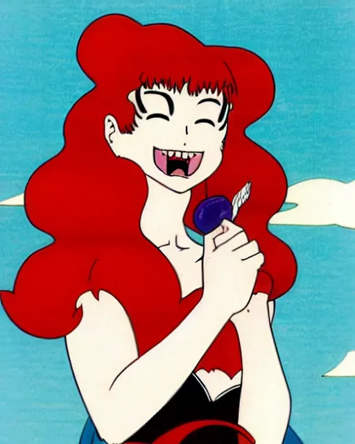 Prompt: style of osamu tezuka, rumiko takahashi : : gorgeous vampire amy adams : : sharp teeth fangs, open mouth sneer : : symmetrical face, symmetrical eyes : : gorgeous red hair : : magic lighting, low spacial lighting : :