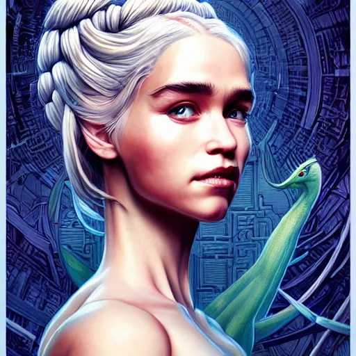 Image similar to Lofi BioPunk portrait daenerys targaryen with a dragon Pixar style by Tristan Eaton Stanley Artgerm and Tom Bagshaw