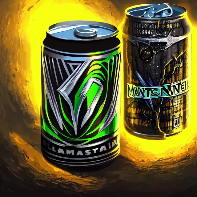 Image similar to aluminian can of monster energy drink, highly detailed, digital painting, artstation, concept art, smooth and sharp focus, illustration