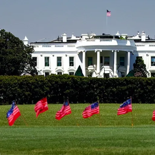 Image similar to photo of red flag waving over White House