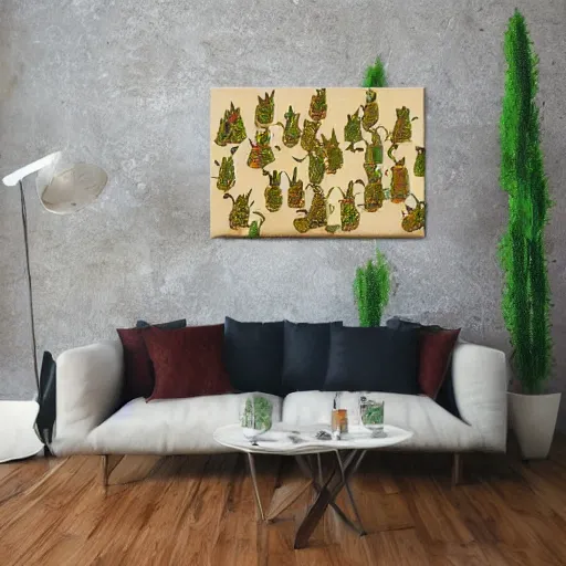 Prompt: hop cones repeating on canvas, medieval style