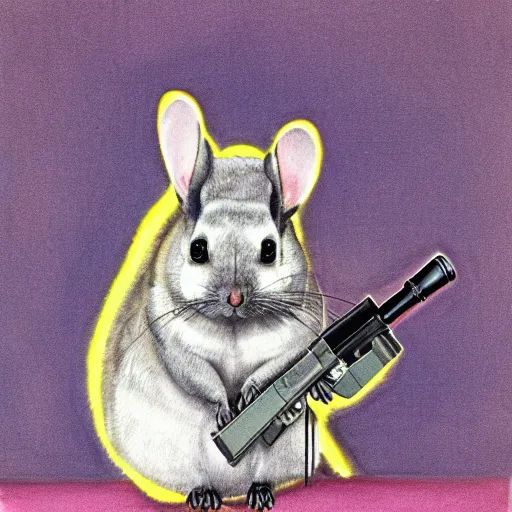 Image similar to chinchilla with a gun