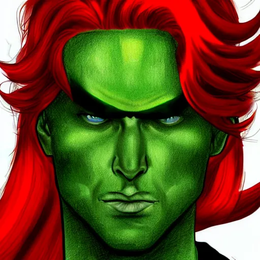 Image similar to drawing of a man with red hair and green eyes digital art clark voorhees deviantart contest winner shock art dc comics digital illustration digital painting