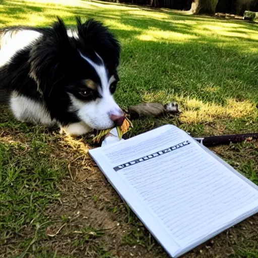 Image similar to photo of a dog eating homework