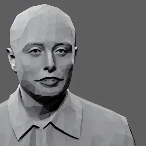 Image similar to low-poly 3d render of Elon Musk