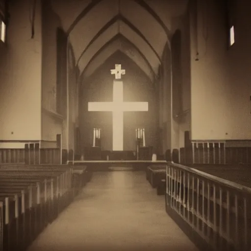 Prompt: creepy church nursery liminal space, dark photograph