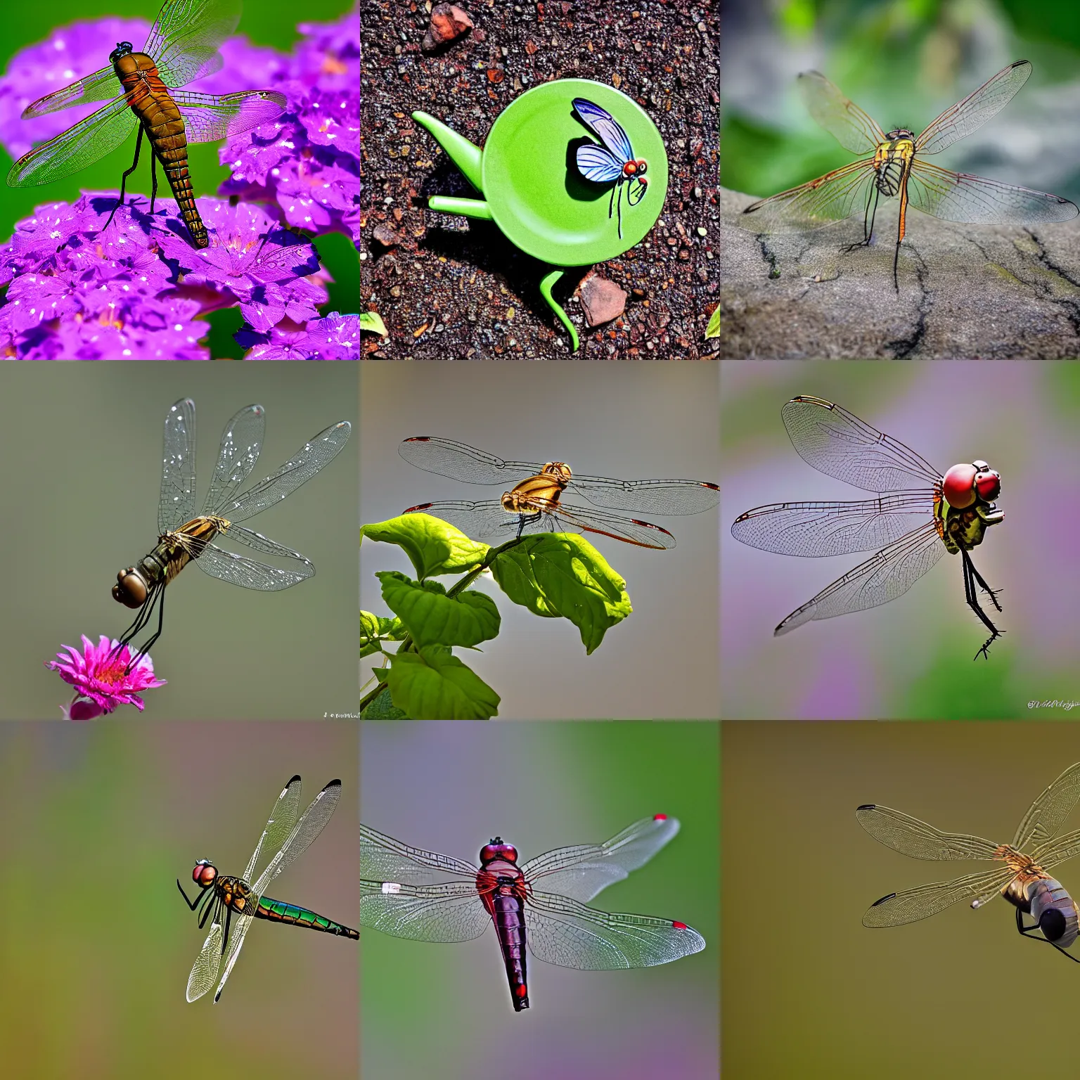 Prompt: Nature photo of a flying teapot-Dragonfly