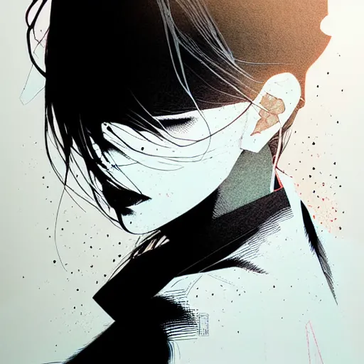 Image similar to portrait soft light, by killian eng and conrad roset, inspired by akira anime, etching, fine, sharp high detail, screen print,