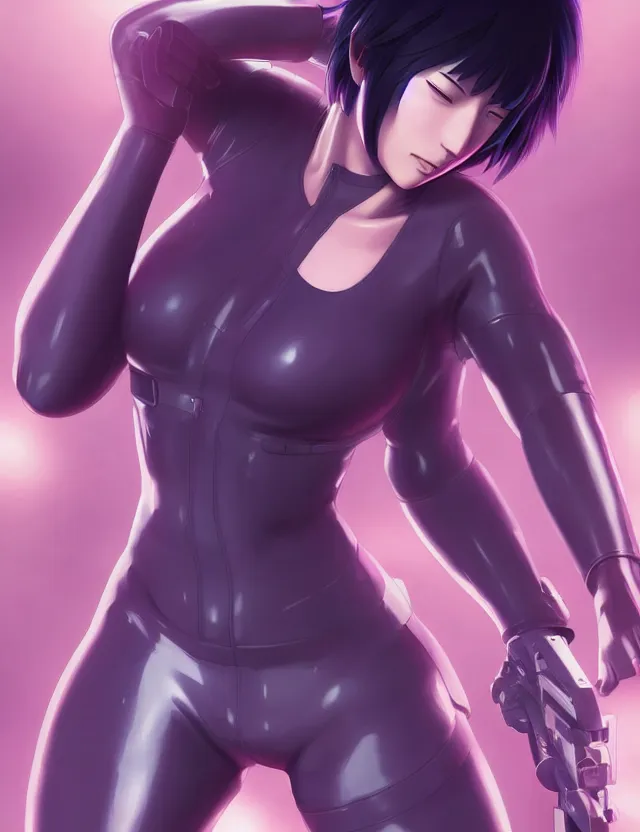 Image similar to a fullbody portrait of motoko kusanagi the major ghost in the shell : : stand alone complex, under repairs, maintenance : : by ilya kuvshinov, rossdraws, artgerm, sola digital arts, anti aliasing, raytracing : :