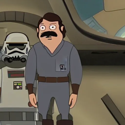 Image similar to A still of Bob Belcher in Star Wars The Clone Wars (2008)