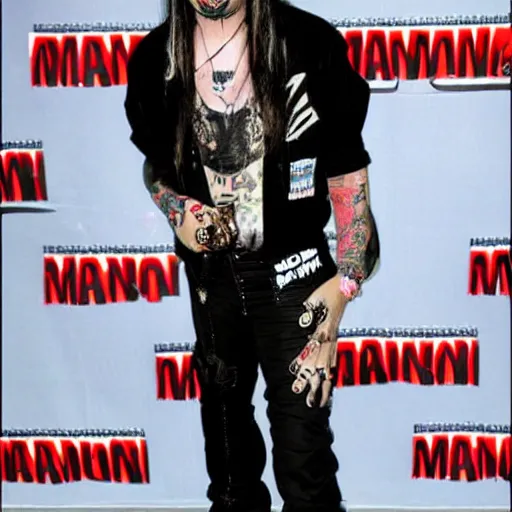 Prompt: marilyn manson dressed like musician kid rock