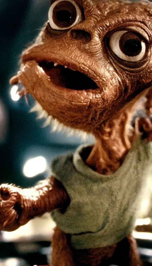 Image similar to e. t. ganger gremlins, cinema still