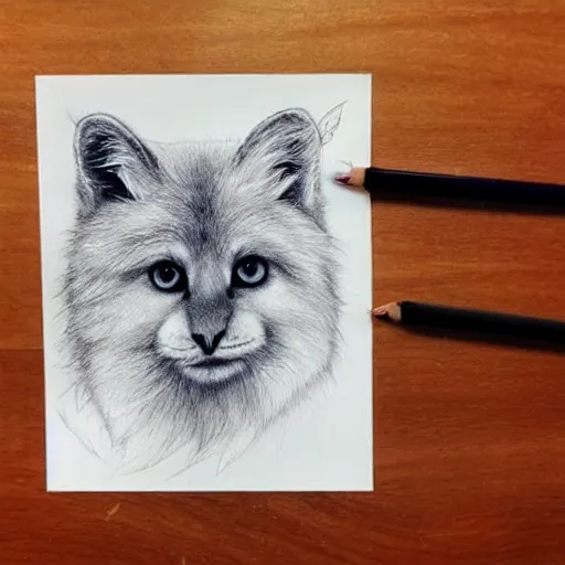 Image similar to a beautiful furry creature drawed with a pen