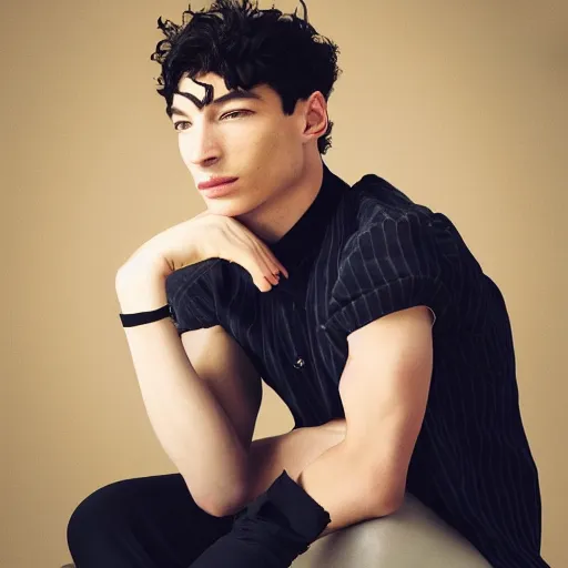 Image similar to !dream Ezra Miller sitting at his PC ddosing people