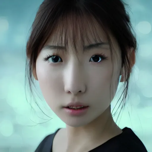 Image similar to a dynamic, epic cinematic 8K HD movie shot of close-up japanese beautiful cute young J-Pop idol actress girl face. Motion, VFX, Inspirational arthouse, at Behance, with Instagram filters