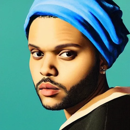 Prompt: the weeknd as a girl with a pearl earring