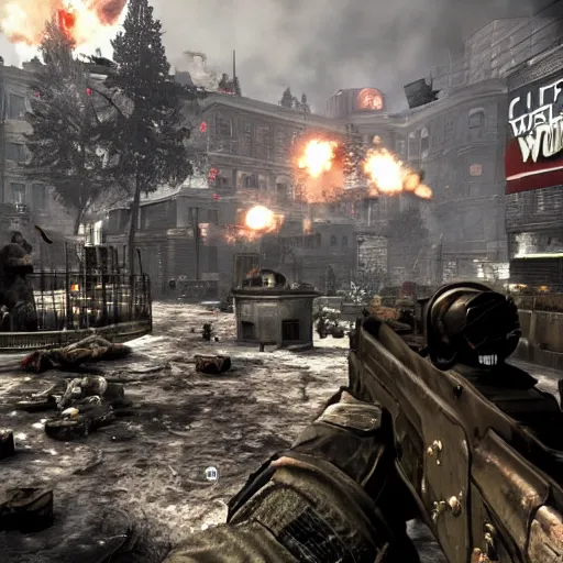 Prompt: call of duty world at war, zombies map set in New York,