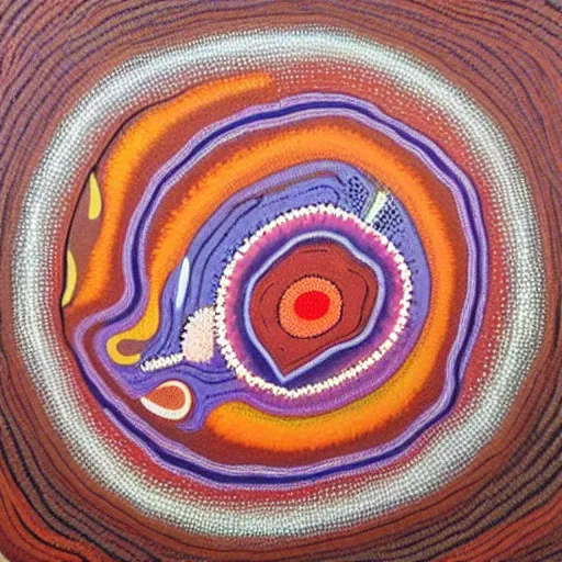 Image similar to earth painted in the style of australian aboriginal art, detailed painting, dot painting, dreamtime, pastel blush color palette, indigenous, ochre papunya tula,