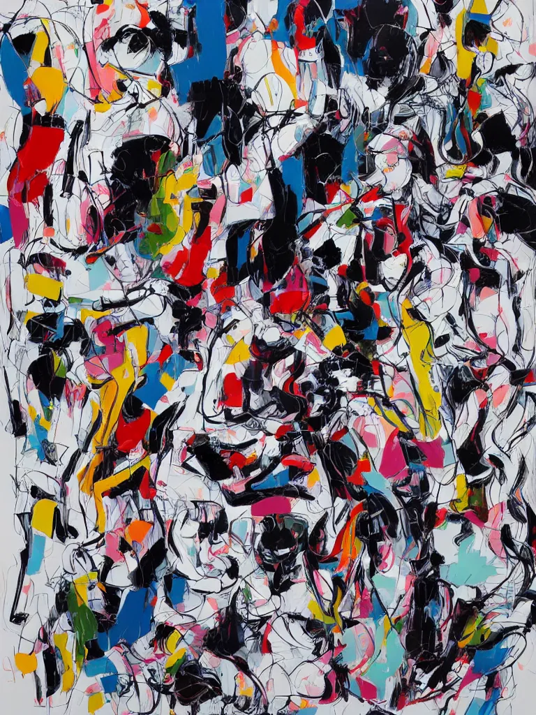 Image similar to abstract figurative expressive line art with random chaotic splashes of colour by george condo in an aesthetically pleasing natural tones,