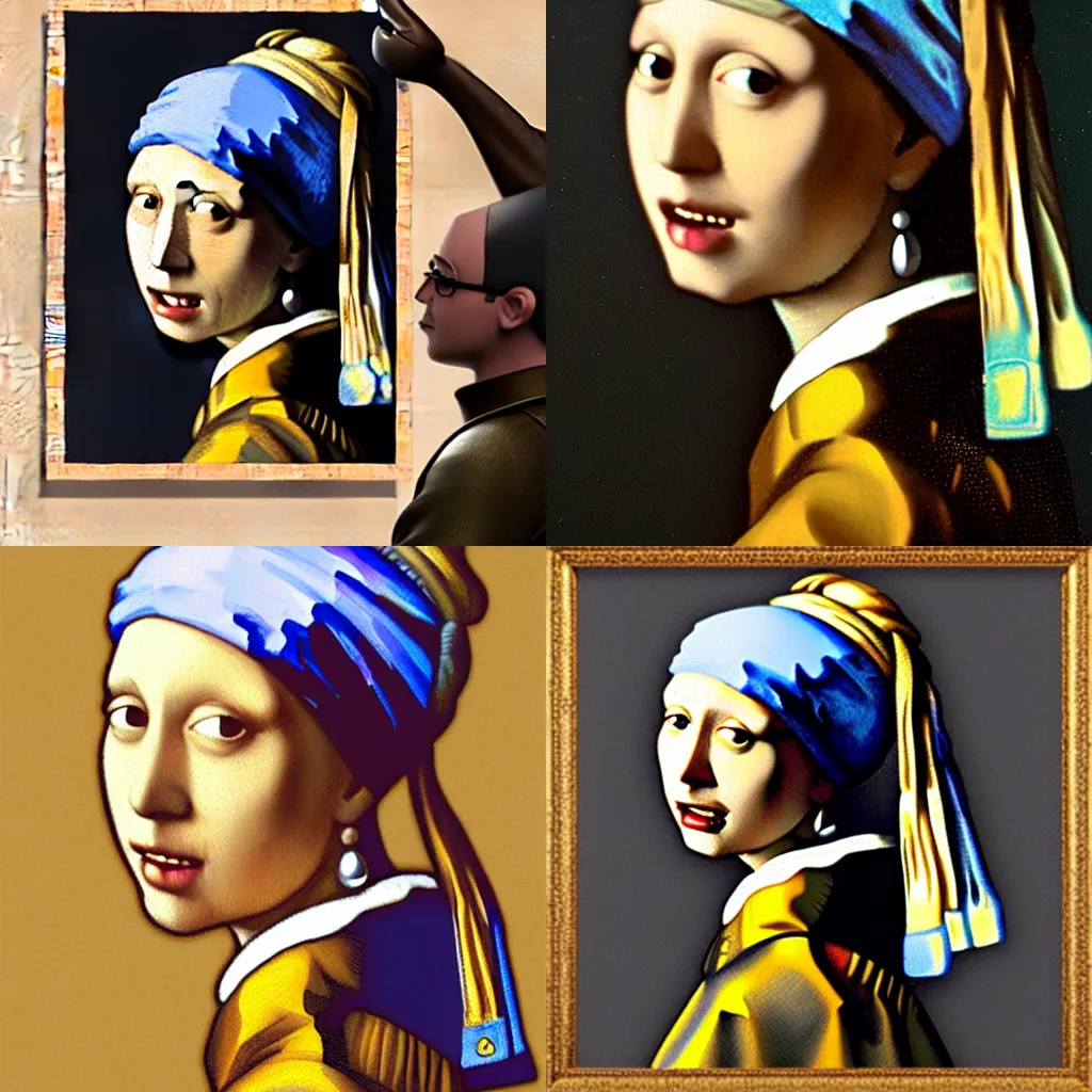 Prompt: TF2 Engineer with a pearl earring by Johannes Vermeer