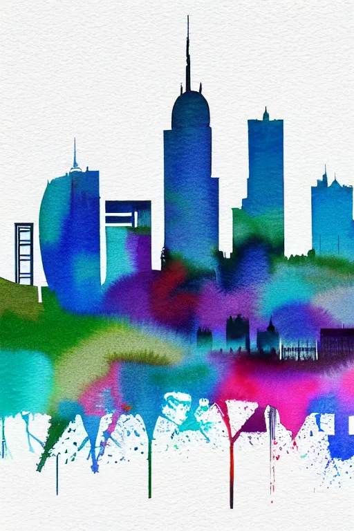 Image similar to minimalist watercolor art of frankfurt skyline, illustration, vector art