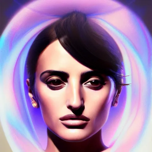 Prompt: portrait of penelope cruz, futuristic and ethereal, expressive pose, art-deco, highly detailed, digital painting, artstation, concept art, smooth, sharp focus, by Jean Auguste Dominique Ingres