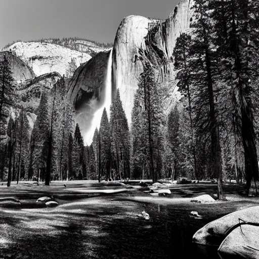 Image similar to black-and-white landscape photograph of Yosemite National Park by Ansel Adams width 1024