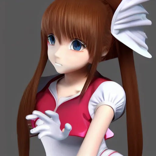 Image similar to 3 d anime girl very detailed, highly detailed, disney style