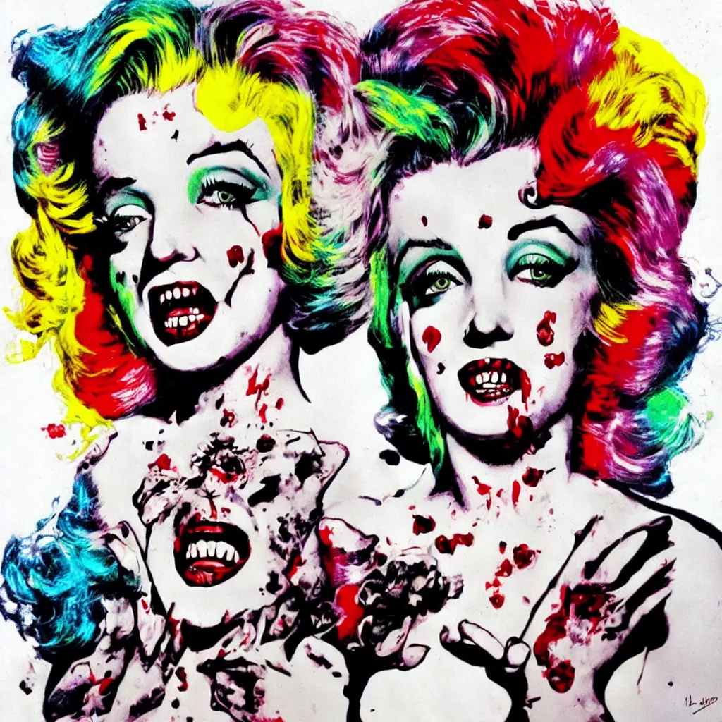 Prompt: zombie Marylin Monroe, pop-art style, hyper realistic