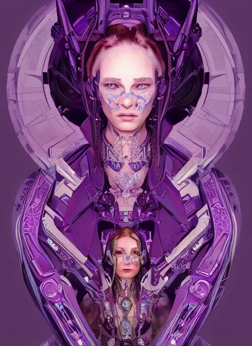 Image similar to symmetry!! portrait of purple alien in the style of horizon zero dawn, machine face, intricate, elegant, highly detailed, digital painting, artstation, concept art, smooth, sharp focus, illustration, art by artgerm and greg rutkowski and alphonse mucha, 8 k