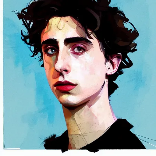 Prompt: portrait of timothee chalamet, concept art by jama jurabaev and ismail inceoglu and sparth, cel shaded, cinematic shot, trending on artstation, high quality, brush stroke