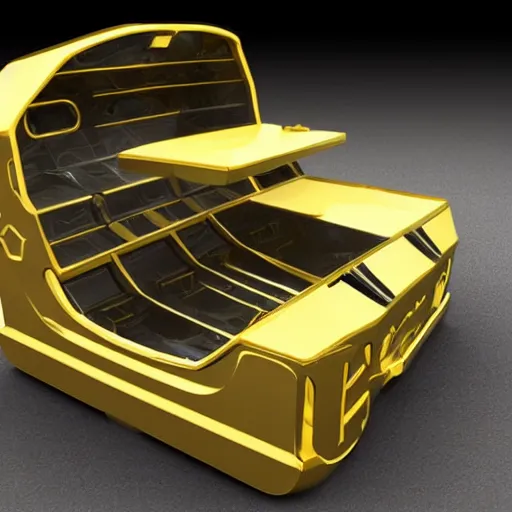 Image similar to futuristic treasure chest in a form of a car