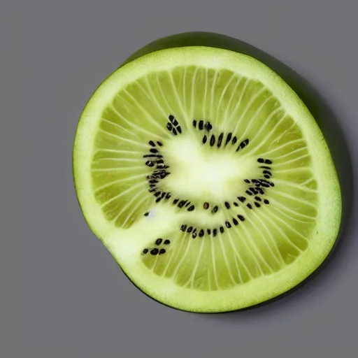 Image similar to centered hyper-realistic single piece of fruit, gray background