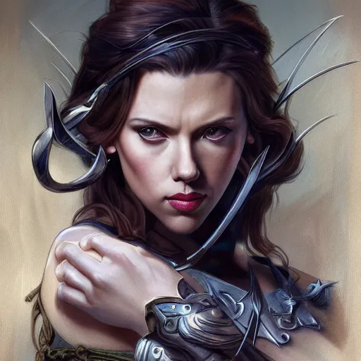 Prompt: Scarlett Johansson as a archer, cute, fantasy, intricate, elegant, highly detailed, centered, digital painting, artstation, concept art, smooth, sharp focus, illustration, art by artgerm and H R Giger and alphonse mucha