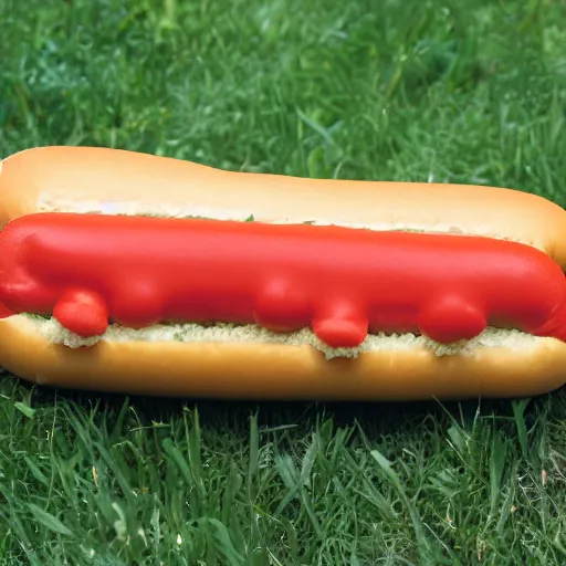 Image similar to a hotdog shaped as a caterpillar